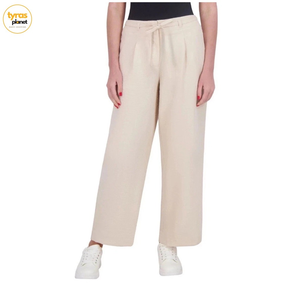 DKNY Women's Drawstring Ankle Pant, Tan, Size 6 - Picture 1 of 5